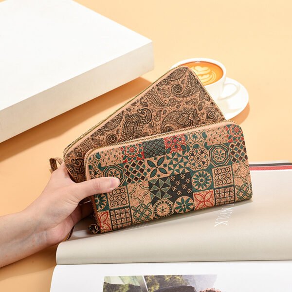 New style ciphertext multi-card slot Bohemian style wallet wood grain ladies wallet single pull retro wood grai