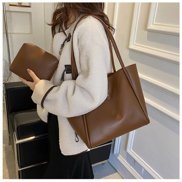 Korean version solid color mother-in-law bag 2025 new women's bag simple portable tote bag large capacity spring fashion shoulder bag