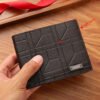 New Men's Wallet Men's Short Wallet Youth Fashion Plaid Horizontal Soft Wallet Large Capacity Multi-Card Wallet