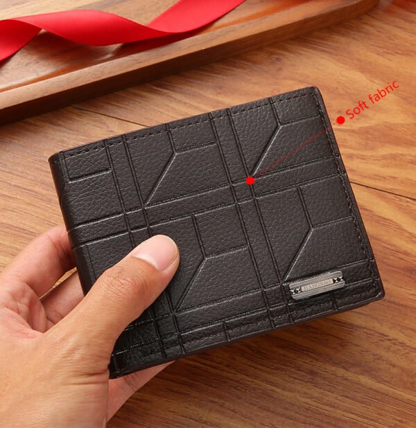 New Men's Wallet Men's Short Wallet Youth Fashion Plaid Horizontal Soft Wallet Large Capacity Multi-Card Wallet