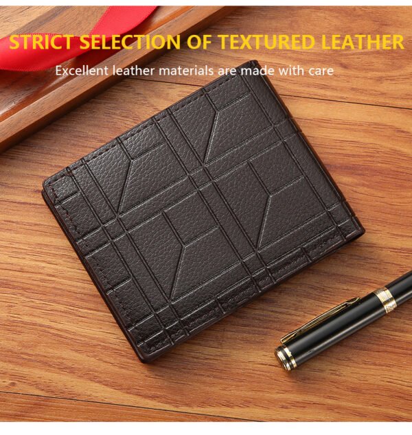 New Men's Wallet Men's Short Wallet Youth Fashion Plaid Horizontal Soft Wallet Large Capacity Multi-Card Wallet