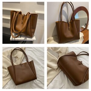 Korean version solid color mother-in-law bag 2025 new women's bag simple portable tote bag large capacity spring fashion shoulder bag