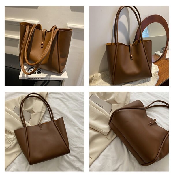 Korean version solid color mother-in-law bag 2025 new women's bag simple portable tote bag large capacity spring fashion shoulder bag