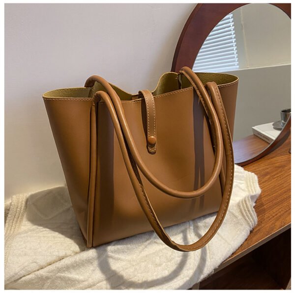 Korean version solid color mother-in-law bag 2025 new women's bag simple portable tote bag large capacity spring fashion shoulder bag