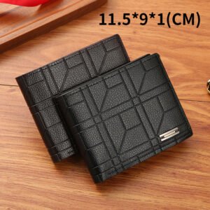 New Men's Wallet Men's Short Wallet Youth Fashion Plaid Horizontal Soft Wallet Large Capacity Multi-Card Wallet